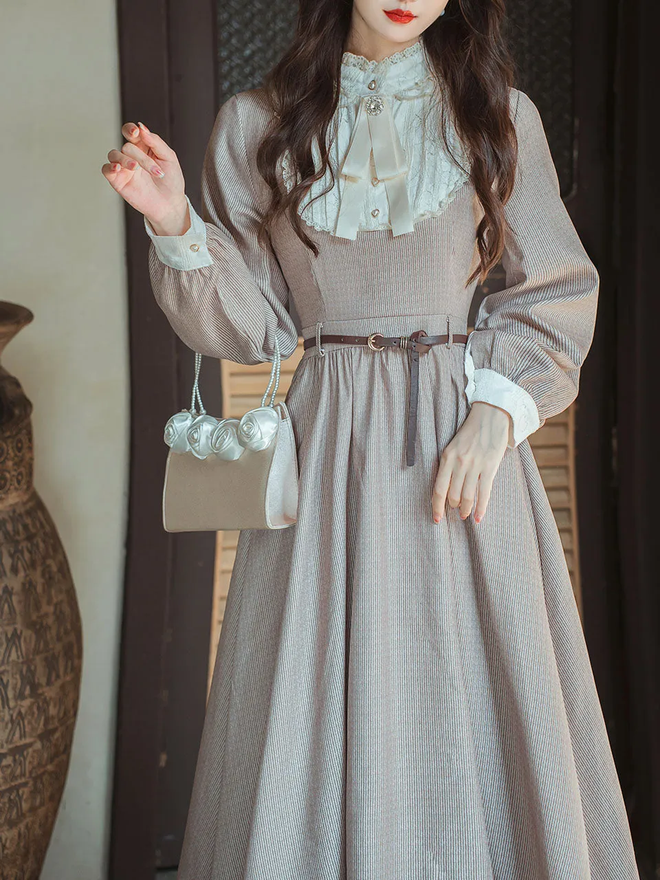 Lilac Lace Ruffles Edwardian Revival Dress