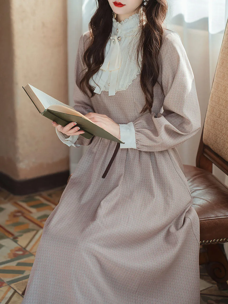 Lilac Lace Ruffles Edwardian Revival Dress