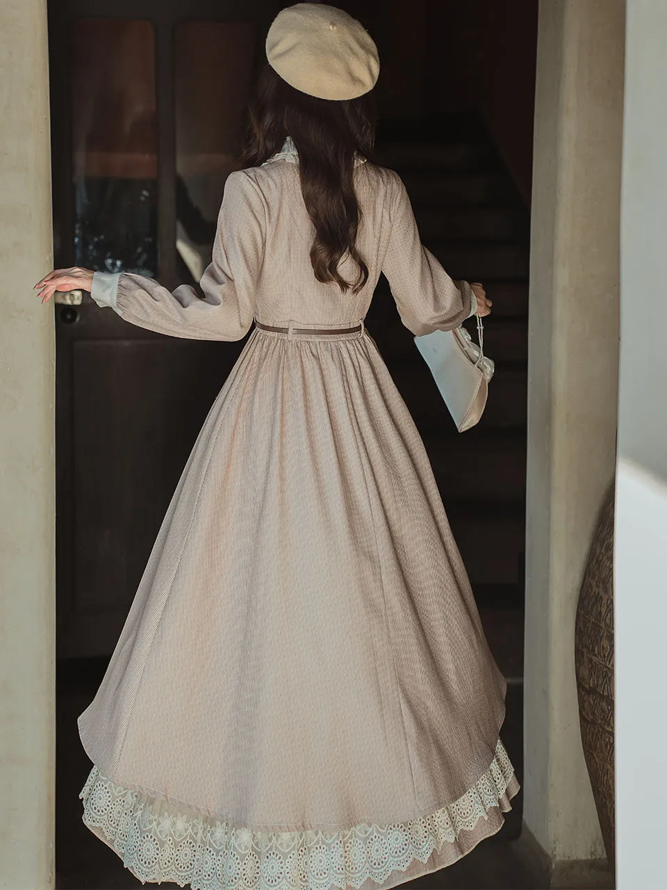 Lilac Lace Ruffles Edwardian Revival Dress