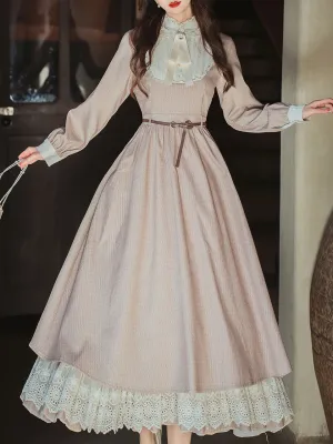 Lilac Lace Ruffles Edwardian Revival Dress