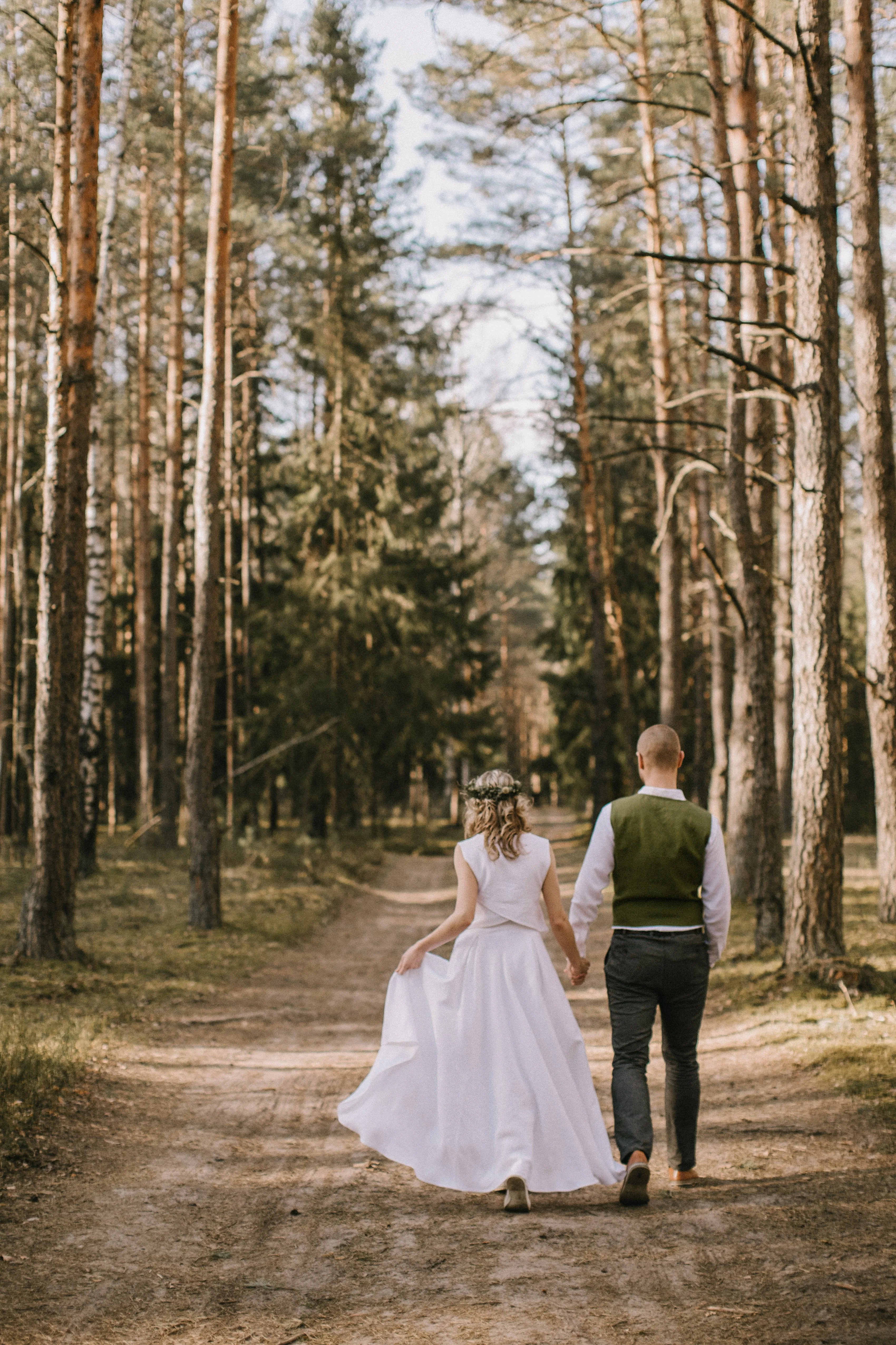 Linen High-Low Wedding Dress