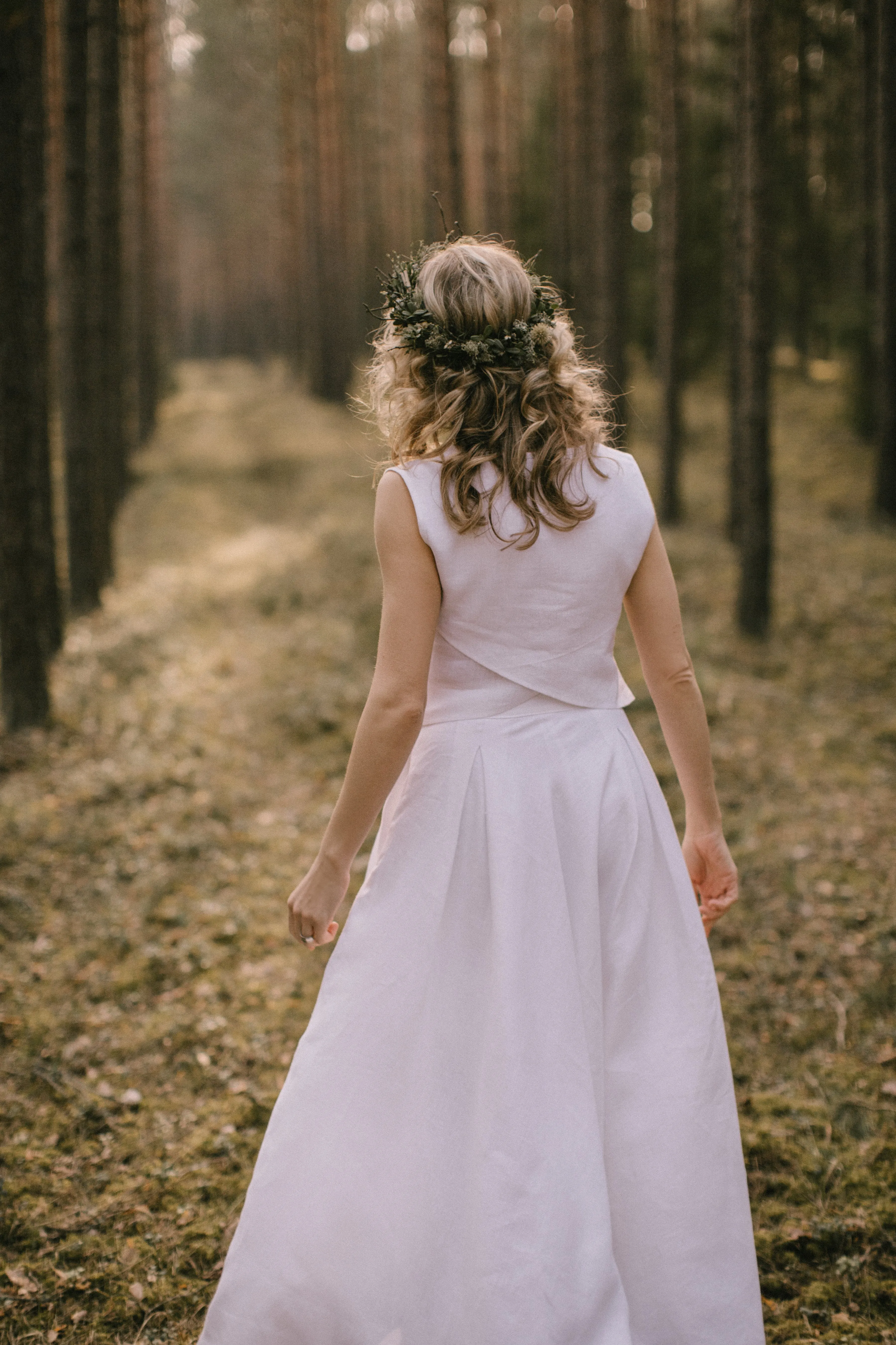 Linen High-Low Wedding Dress