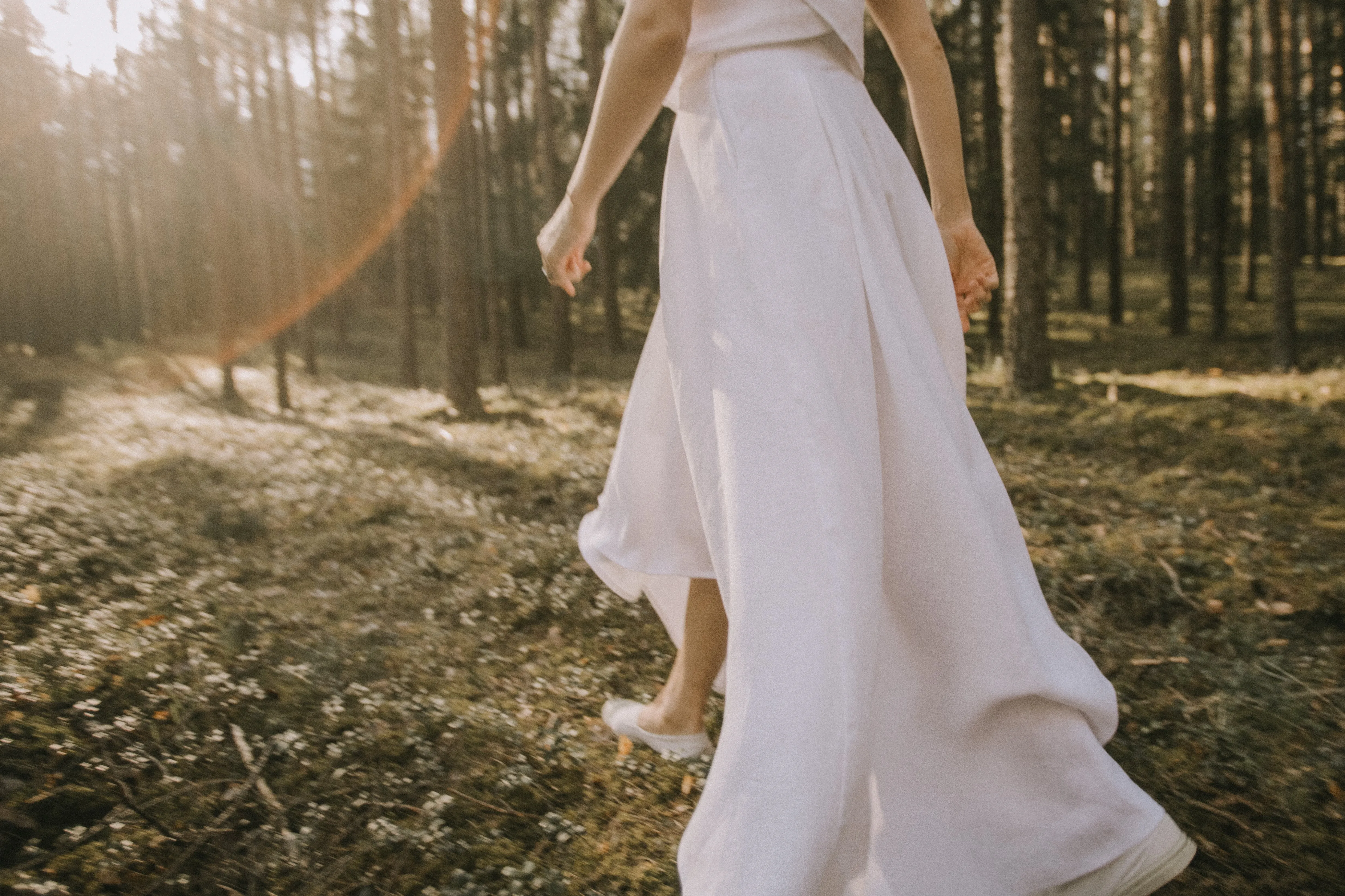 Linen High-Low Wedding Dress