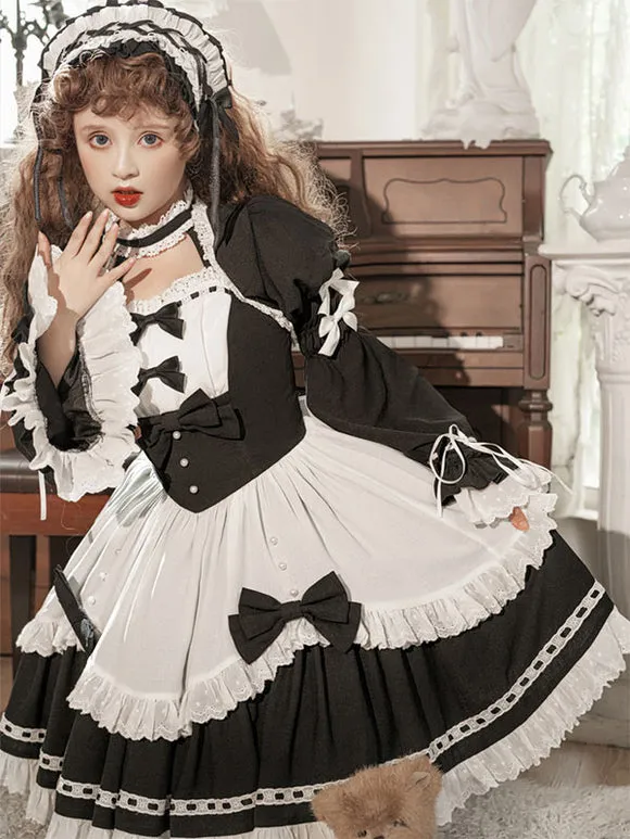 Lolita Dresses Tea Party Style Lolita Skirt Ruffles Sleeveless Polyester Sweet Black