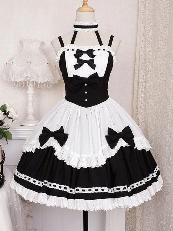 Lolita Dresses Tea Party Style Lolita Skirt Ruffles Sleeveless Polyester Sweet Black