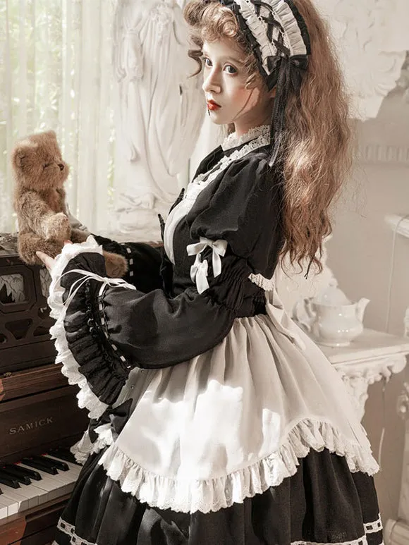Lolita Dresses Tea Party Style Lolita Skirt Ruffles Sleeveless Polyester Sweet Black