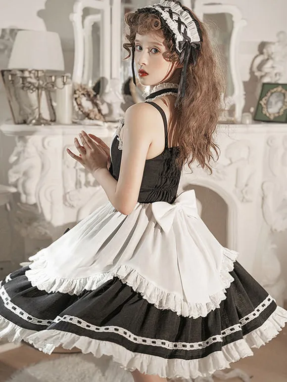 Lolita Dresses Tea Party Style Lolita Skirt Ruffles Sleeveless Polyester Sweet Black