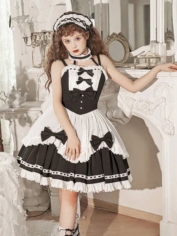 Lolita Dresses Tea Party Style Lolita Skirt Ruffles Sleeveless Polyester Sweet Black