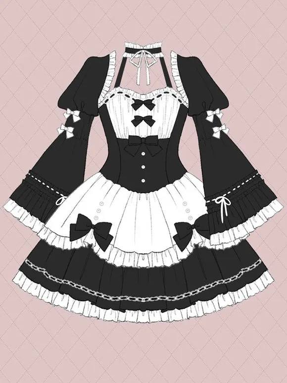 Lolita Dresses Tea Party Style Lolita Skirt Ruffles Sleeveless Polyester Sweet Black