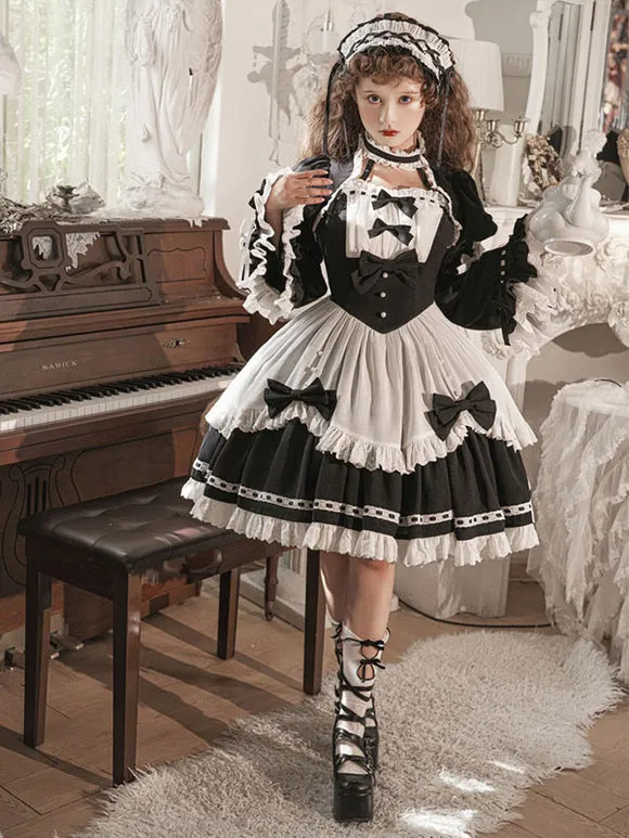 Lolita Dresses Tea Party Style Lolita Skirt Ruffles Sleeveless Polyester Sweet Black