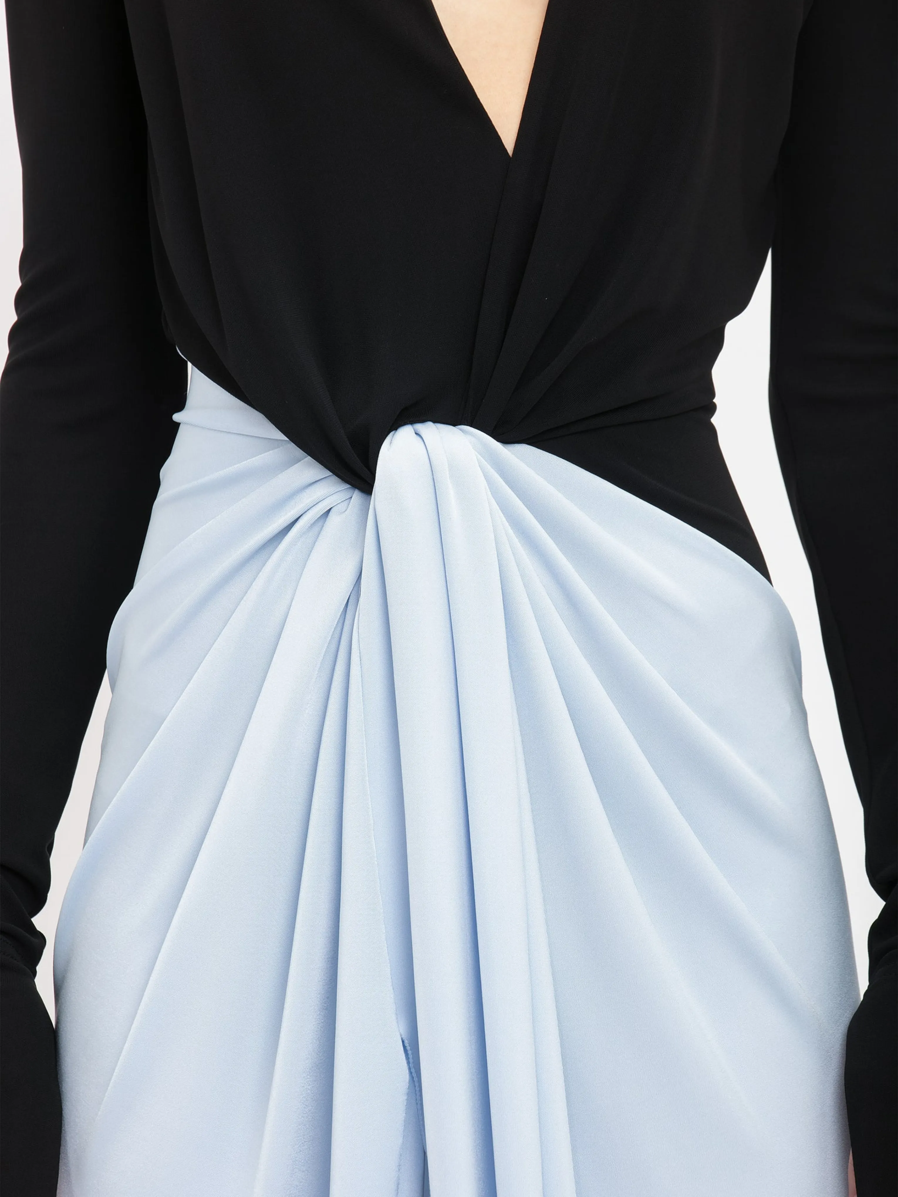 Long Sleeve Knot Detail Jersey Gown