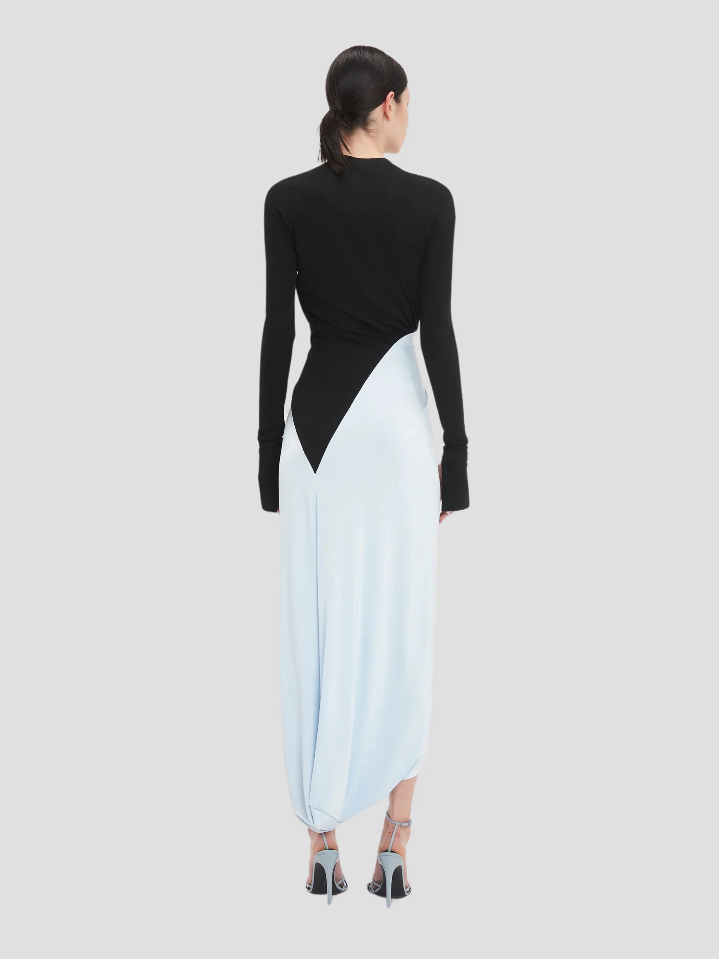 Long Sleeve Knot Detail Jersey Gown