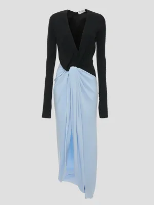 Long Sleeve Knot Detail Jersey Gown
