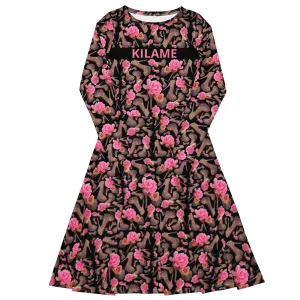 Long sleeve midi dress 'Black Rose'