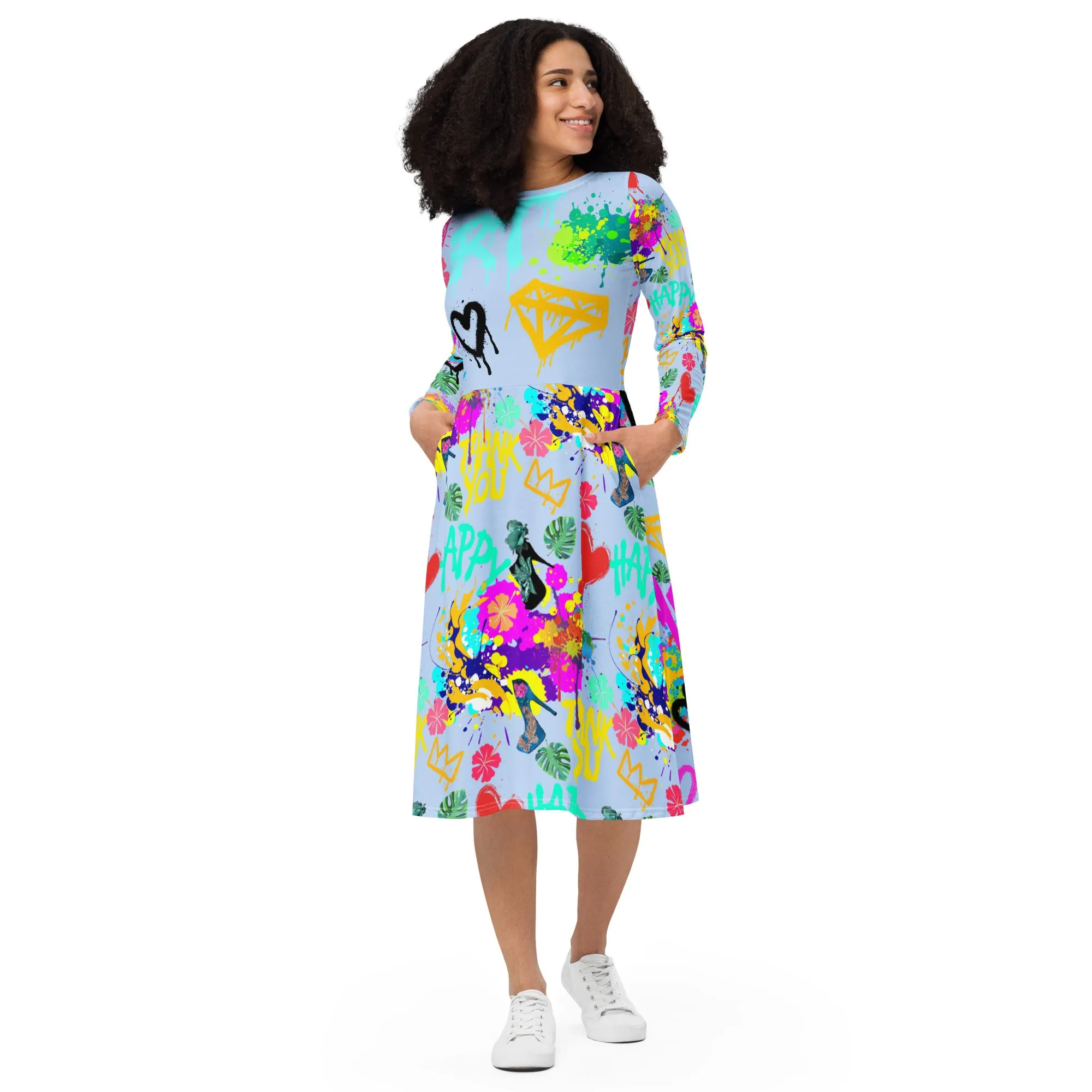 Long sleeve midi dress 'Wynwood Art'