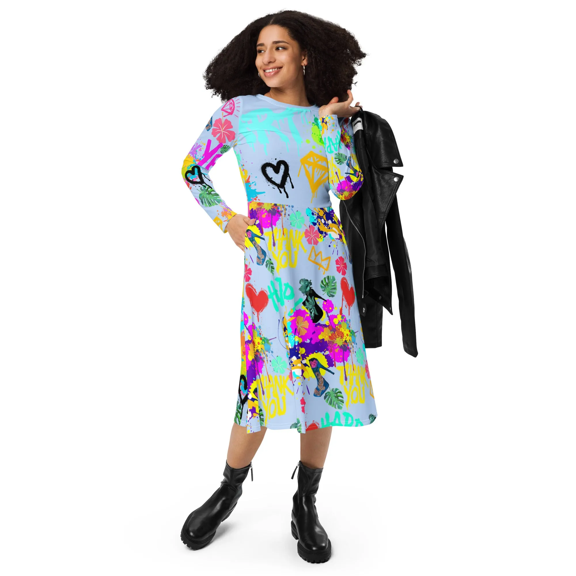 Long sleeve midi dress 'Wynwood Art'