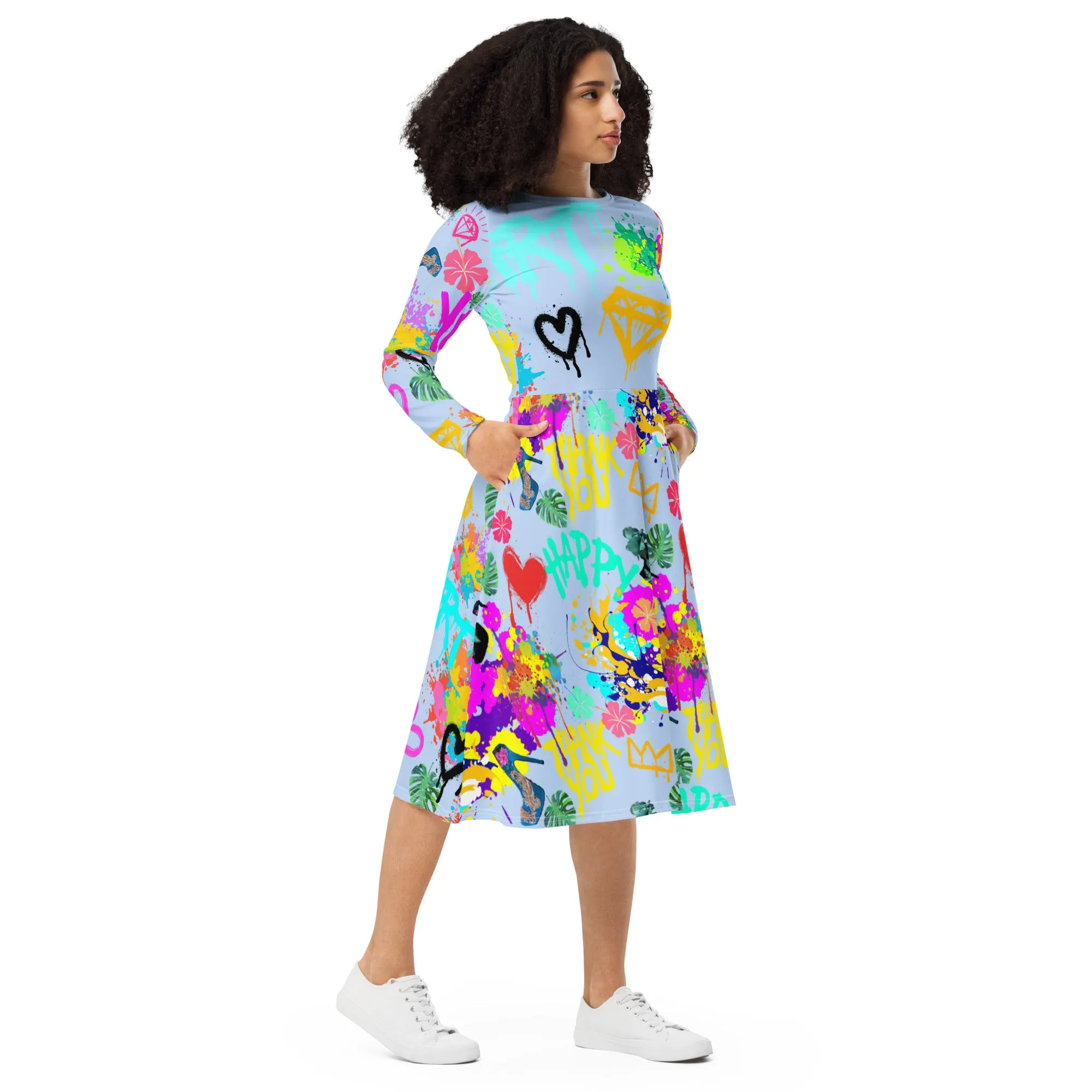 Long sleeve midi dress 'Wynwood Art'