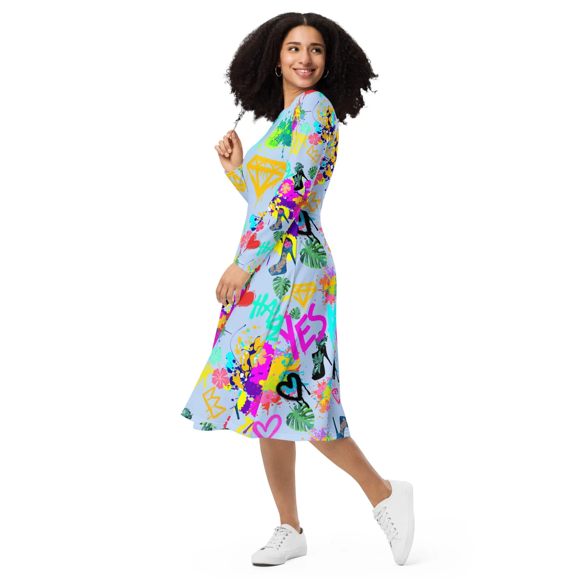 Long sleeve midi dress 'Wynwood Art'