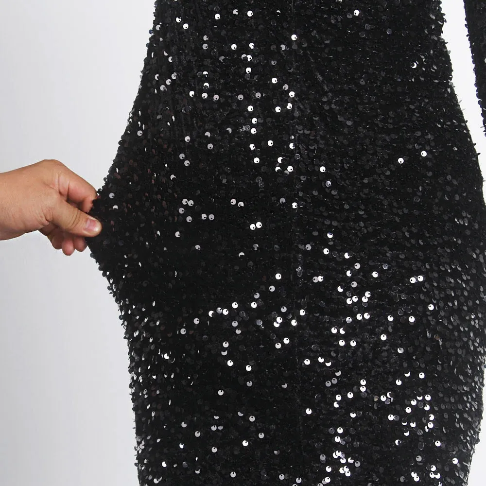 Long Sleeve Sequin Maxi Dress