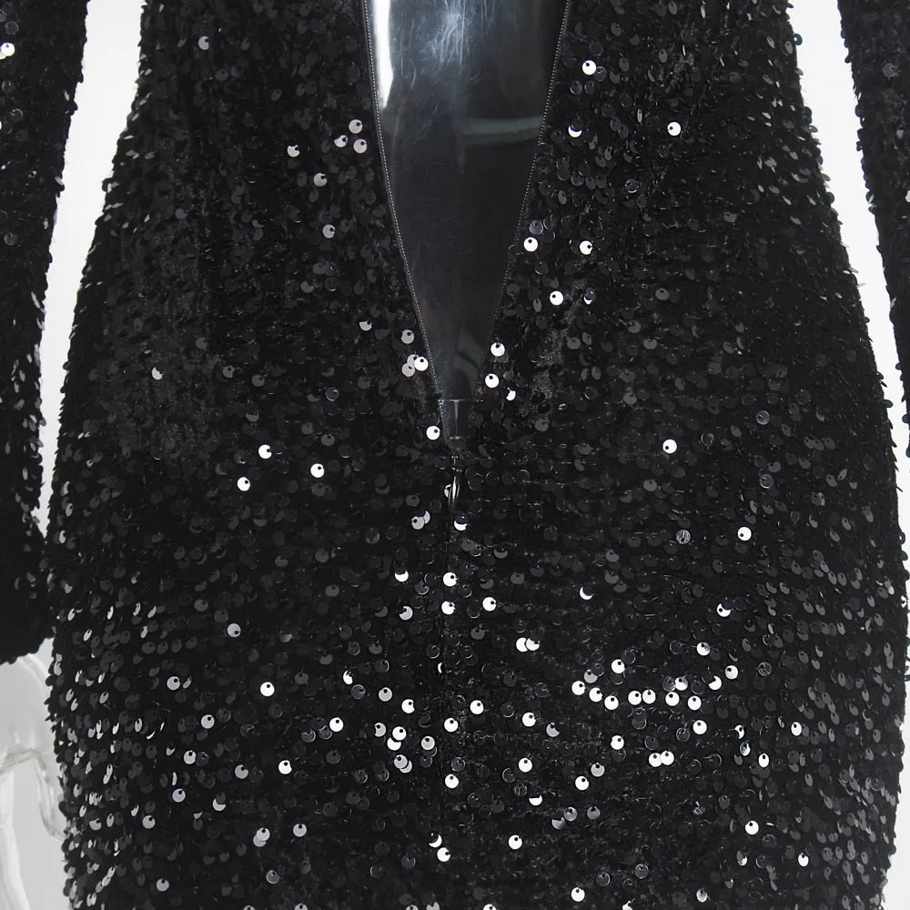Long Sleeve Sequin Maxi Dress