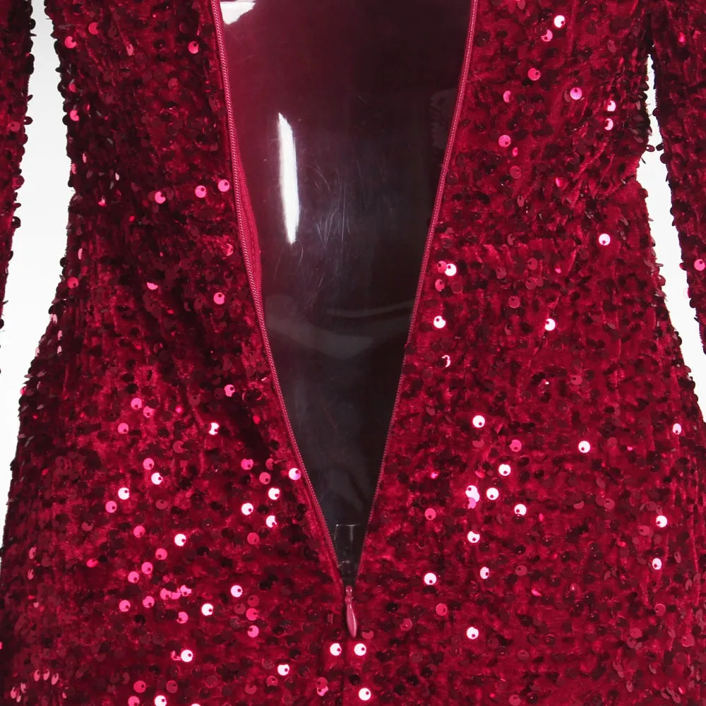 Long Sleeve Sequin Maxi Dress