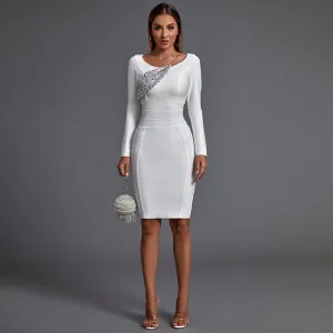 Long Sleeve Sequined Midi Bandage Dress