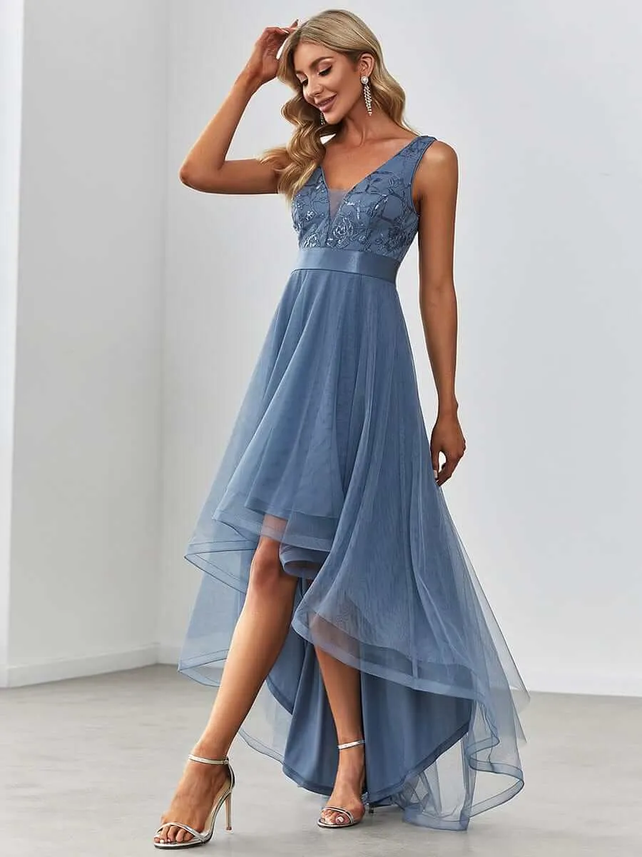 Loretta dusky blue High Low ball dress Express NZ wide