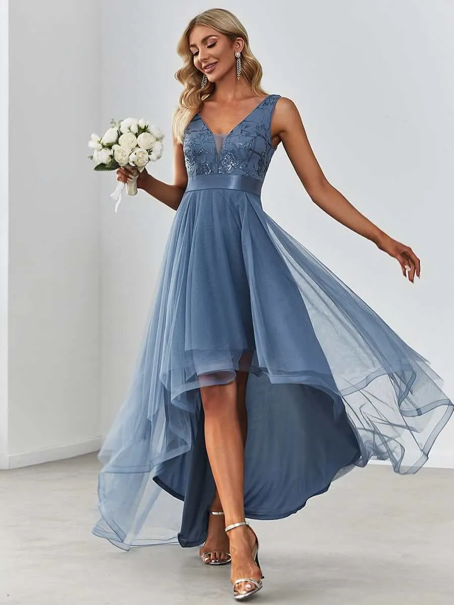 Loretta dusky blue High Low ball dress Express NZ wide