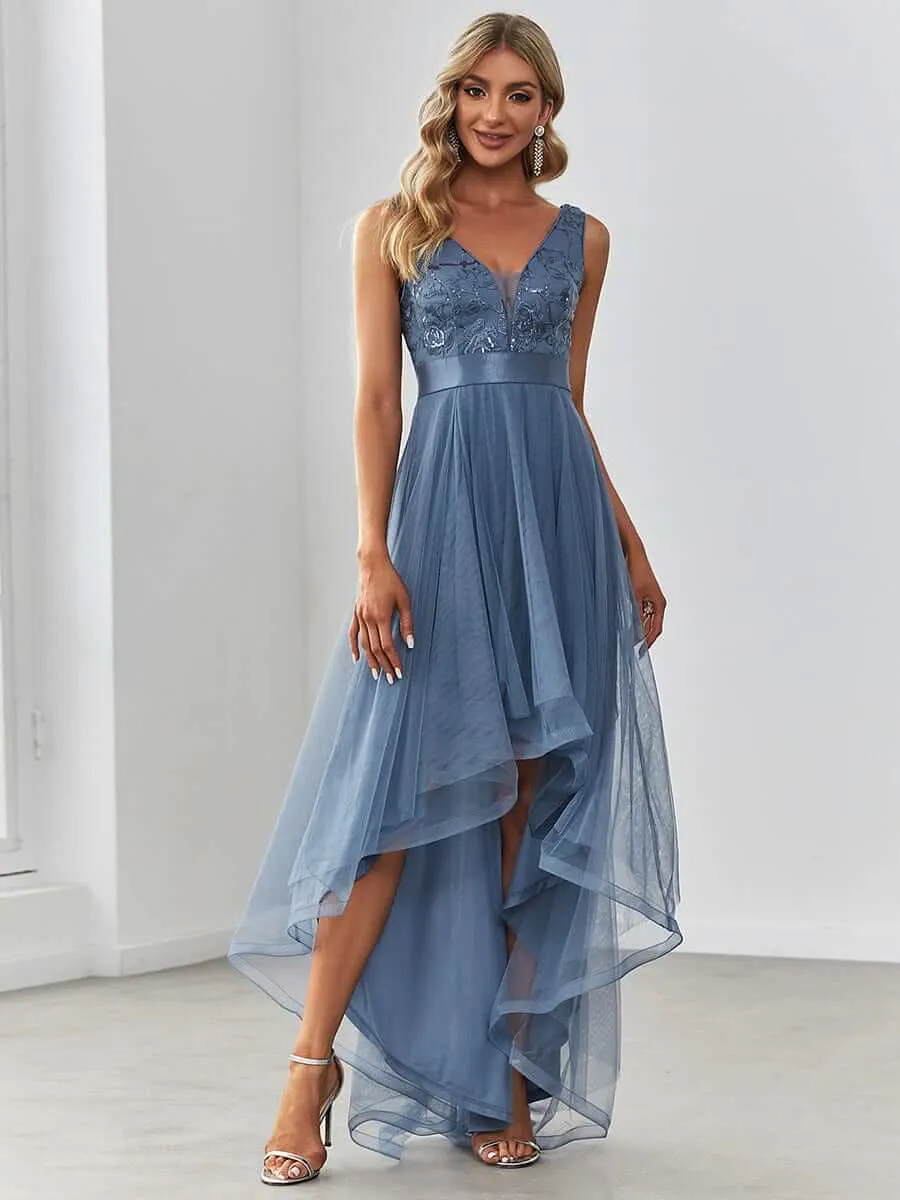 Loretta dusky blue High Low ball dress Express NZ wide
