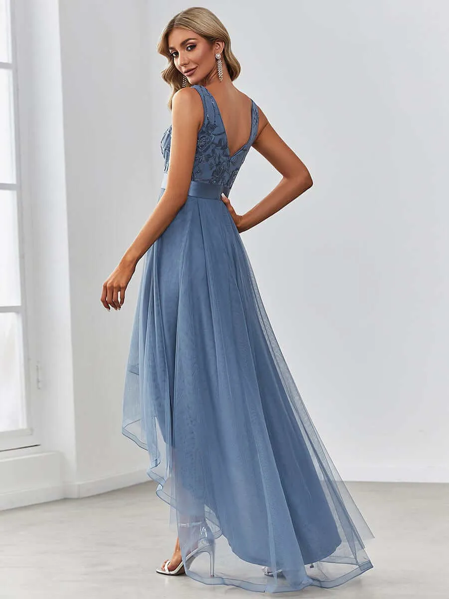 Loretta dusky blue High Low ball dress Express NZ wide