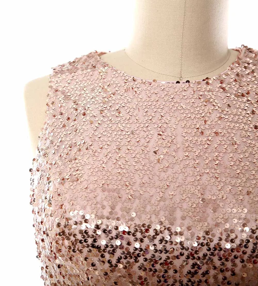 MACloth Elegant Sequin Long Bridesmaid Dress Simple Prom Gown Evening Gown