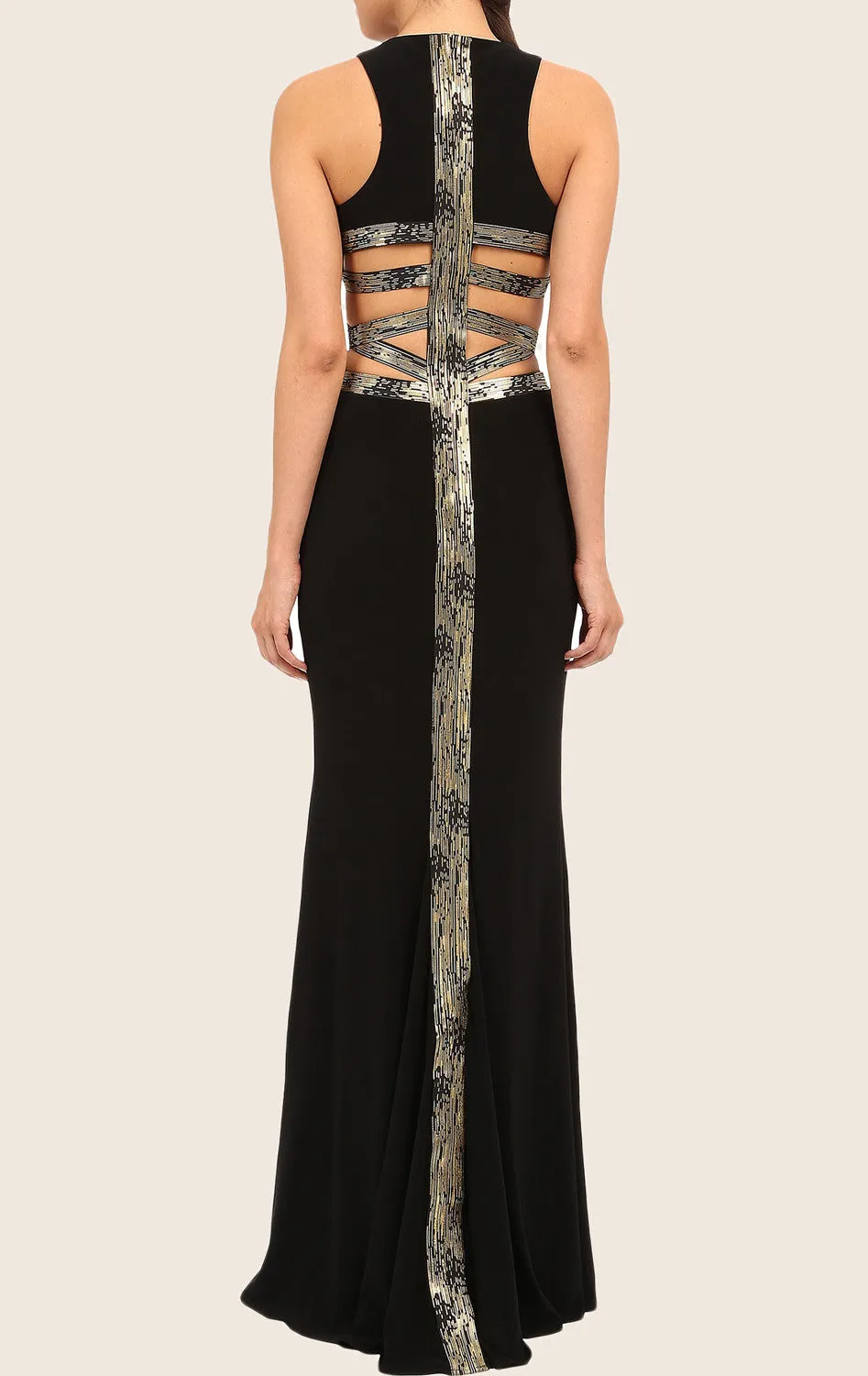 MACloth Mermaid Straps O Neck Long Prom Dress Black Evening Formal Gown