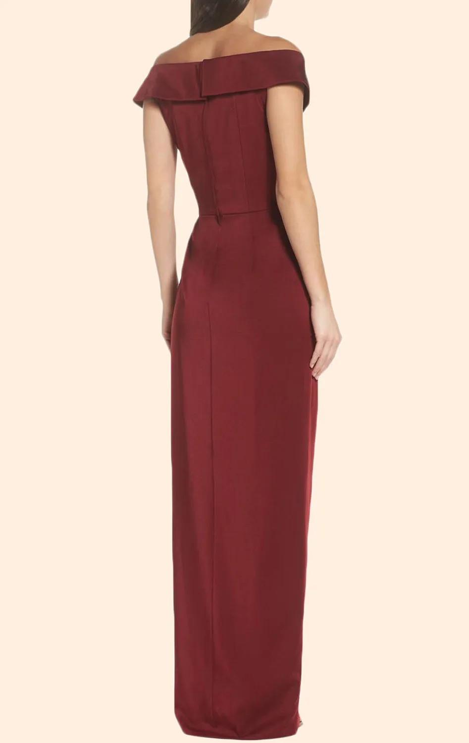 MACloth Off the Shoulder Burgundy Long Prom Dress Formal Evening Gown
