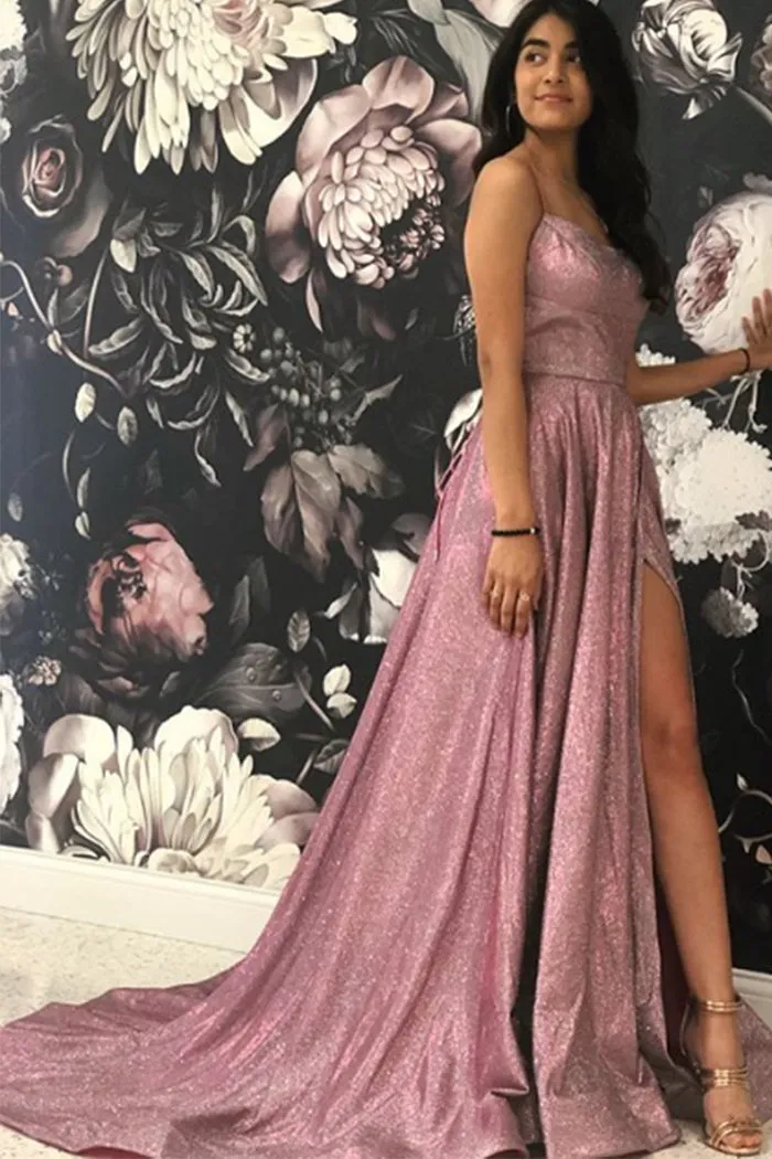 MACloth Spaghetti Straps Scoop Neck Long Prom Dress Navy Formal Evening Gown