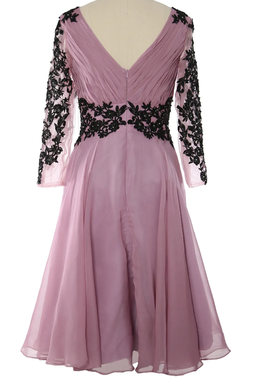 MACloth Women Evening Formal Gown V Neck Long Sleeve Mother of The Brides Dress