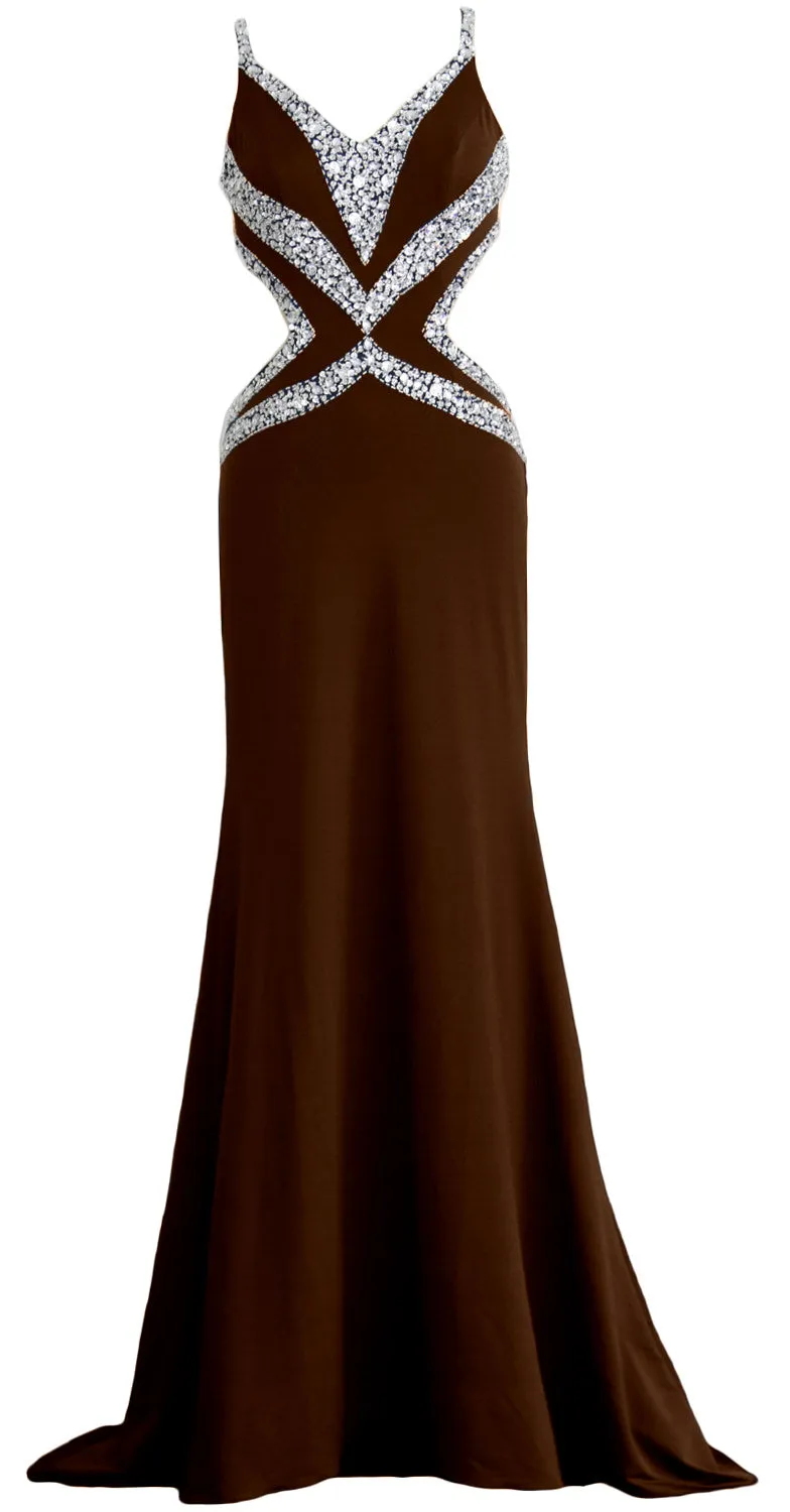 MACloth Women Long V Neck Sexy Mermaid Prom Party Dress Formal Evening Ball Gown