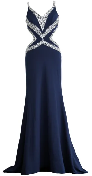 MACloth Women Long V Neck Sexy Mermaid Prom Party Dress Formal Evening Ball Gown