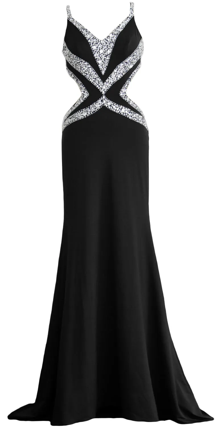 MACloth Women Long V Neck Sexy Mermaid Prom Party Dress Formal Evening Ball Gown