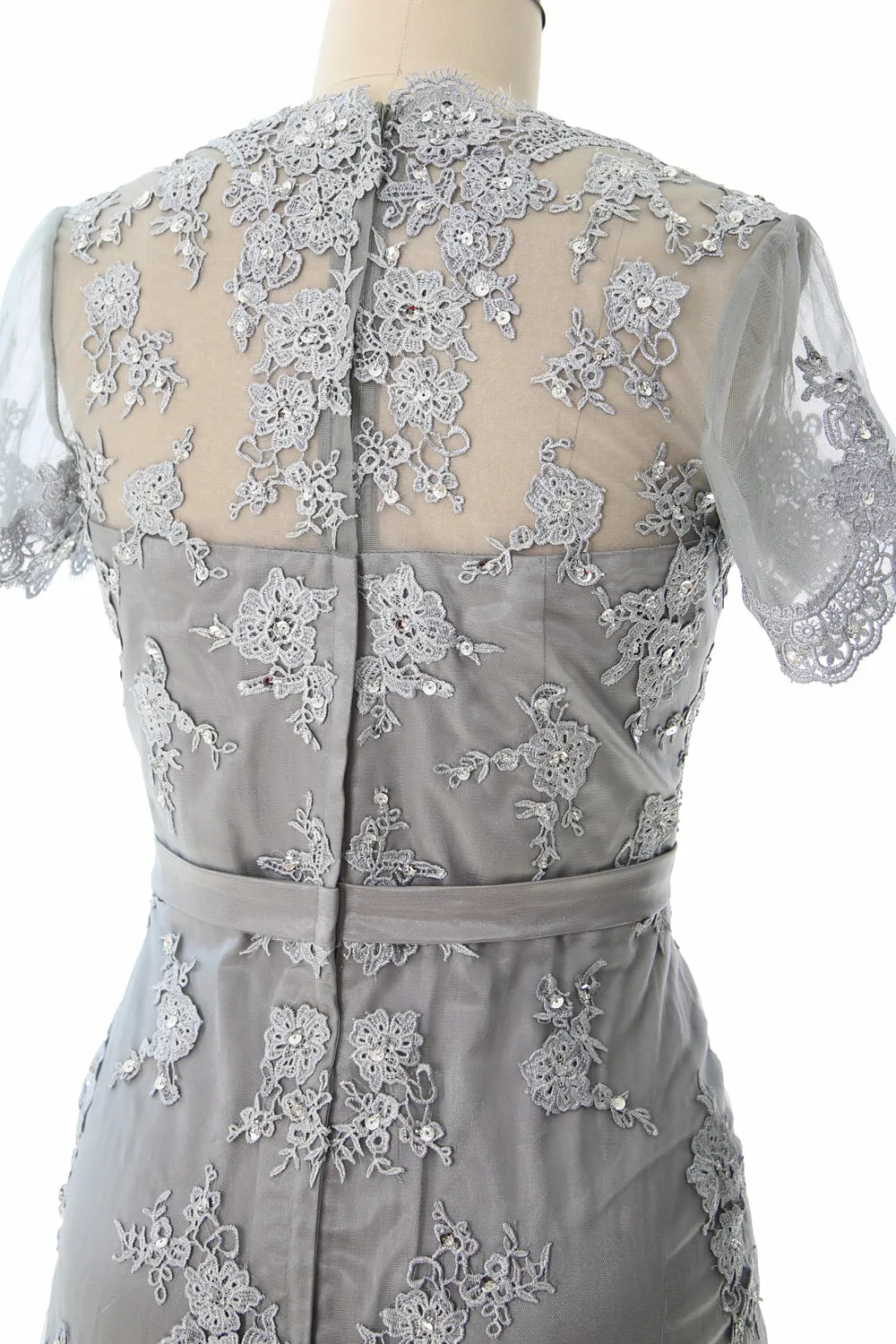 MACloth Women Mother of the Bride Dresses Short Sleeves Lace Formal Evening Gown