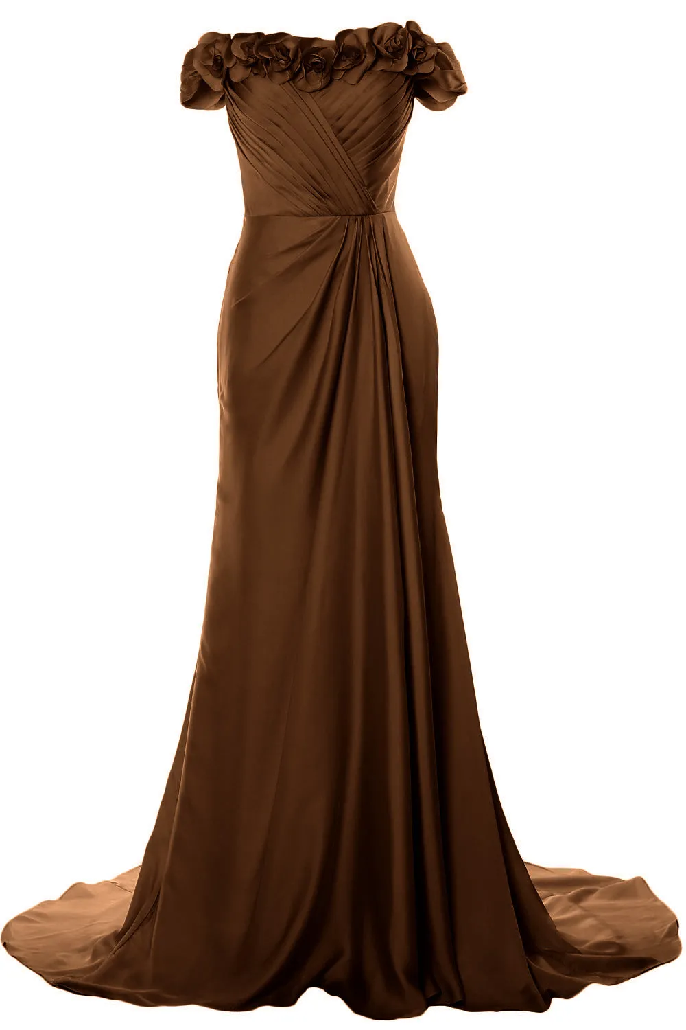MACloth Women Off Shoulder with Flowers Long Prom Dress 2018 Evening Formal Gown