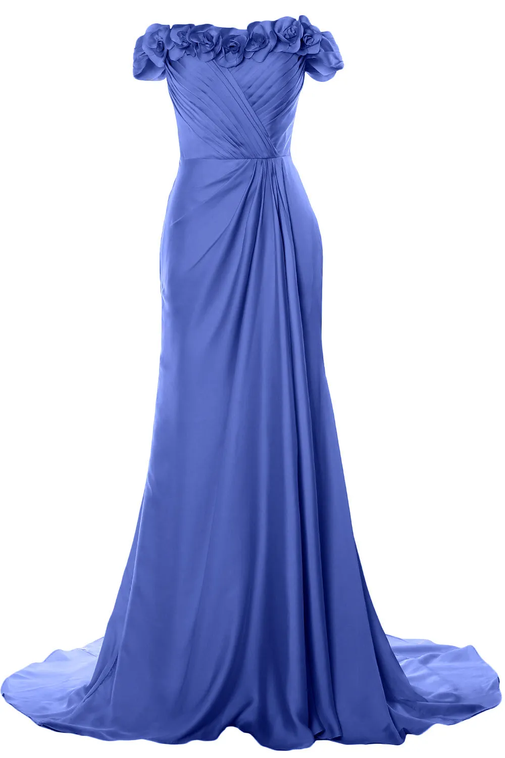 MACloth Women Off Shoulder with Flowers Long Prom Dress 2018 Evening Formal Gown