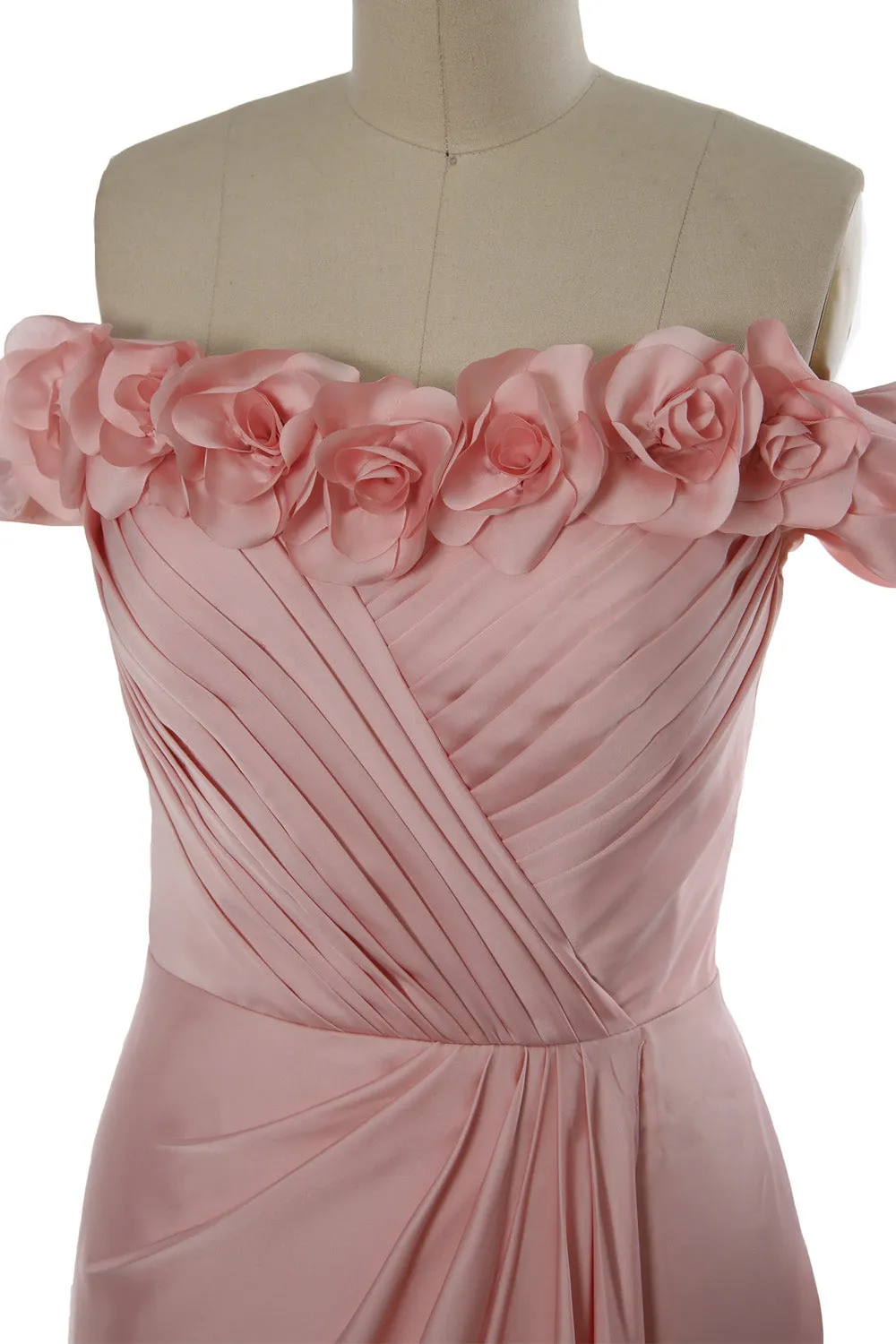 MACloth Women Off Shoulder with Flowers Long Prom Dress 2018 Evening Formal Gown