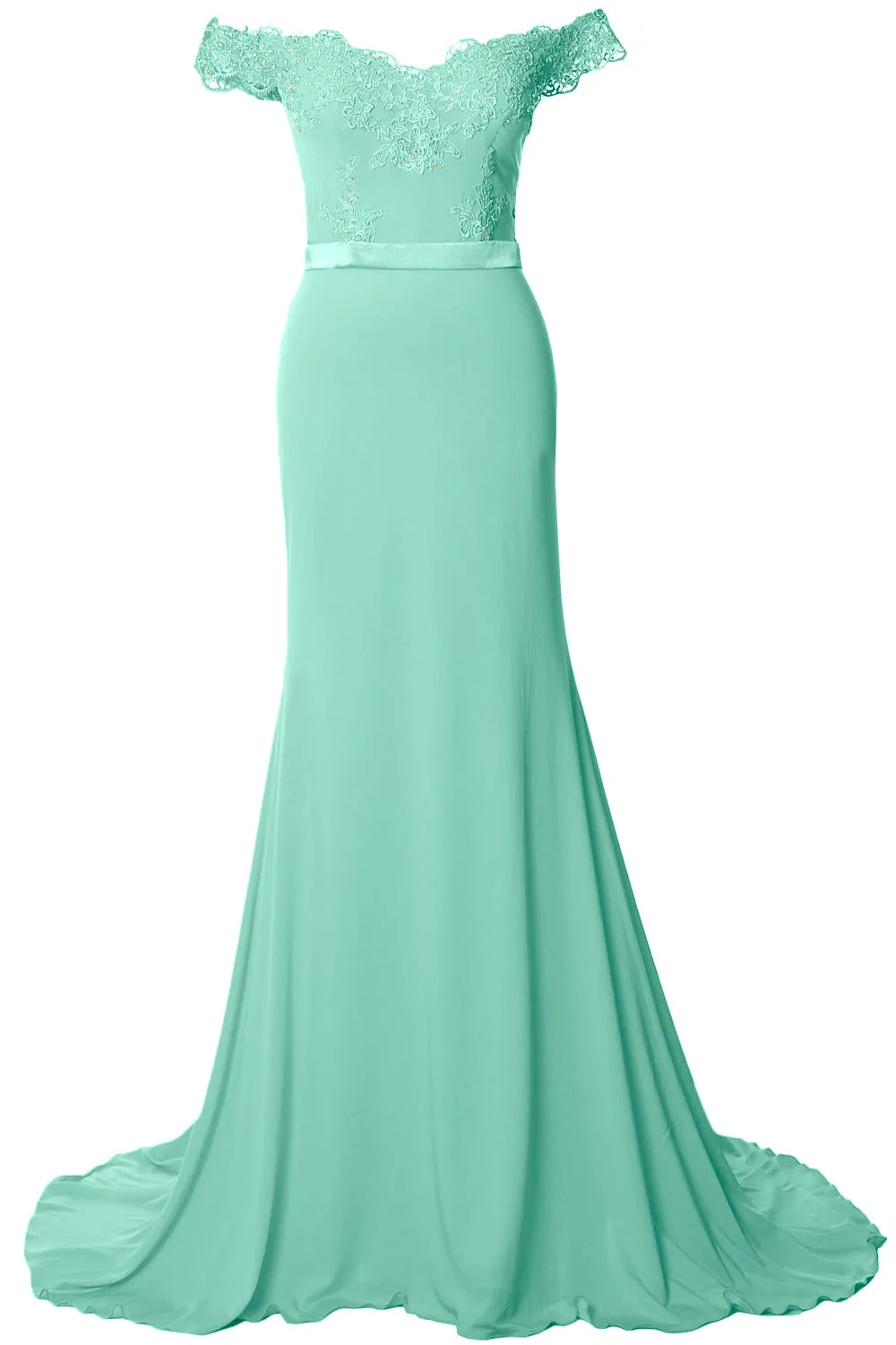 MACloth Women Prom Dresses Mermaid Off the Shoulder Lace Formal Evening Gown