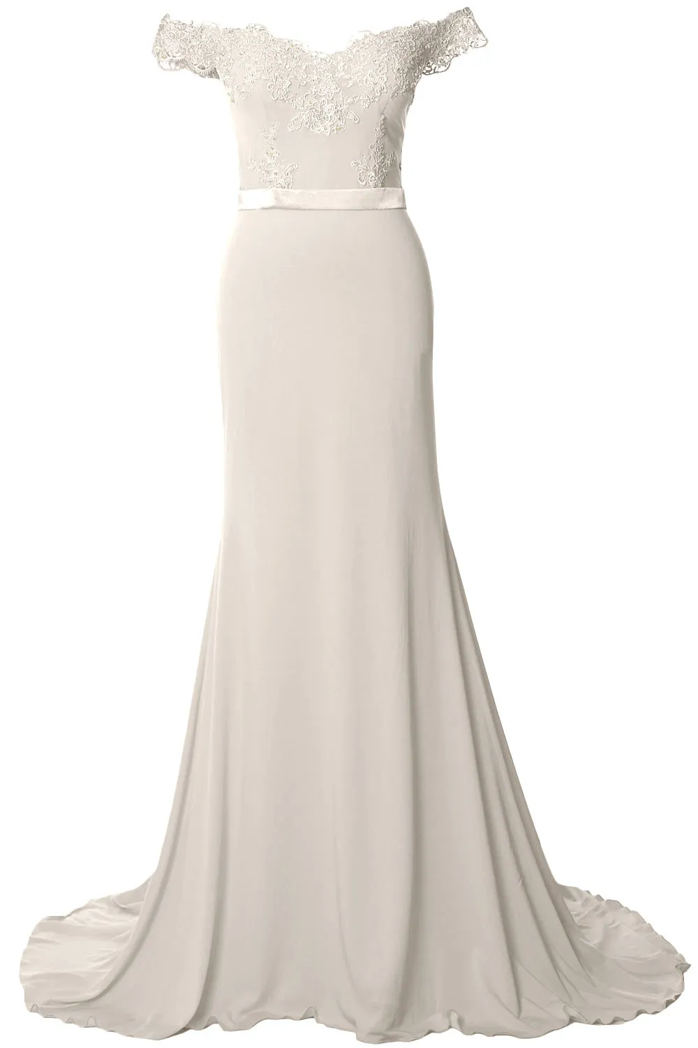 MACloth Women Prom Dresses Mermaid Off the Shoulder Lace Formal Evening Gown