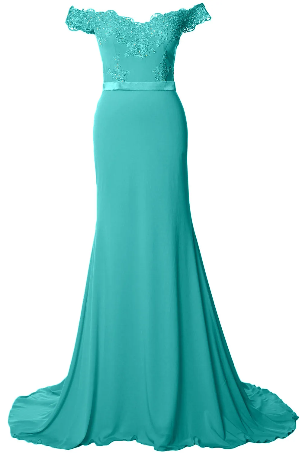 MACloth Women Prom Dresses Mermaid Off the Shoulder Lace Formal Evening Gown