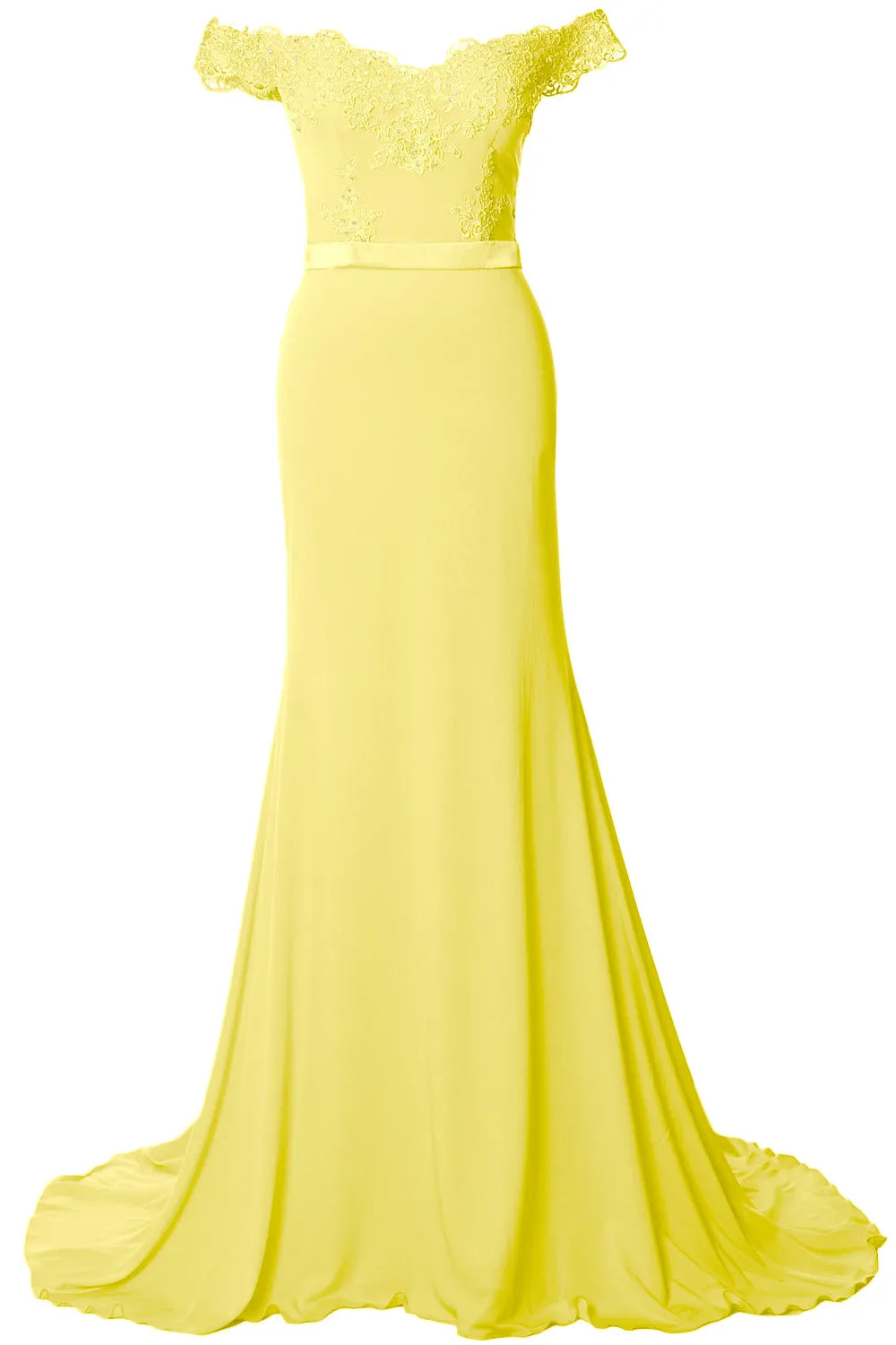 MACloth Women Prom Dresses Mermaid Off the Shoulder Lace Formal Evening Gown