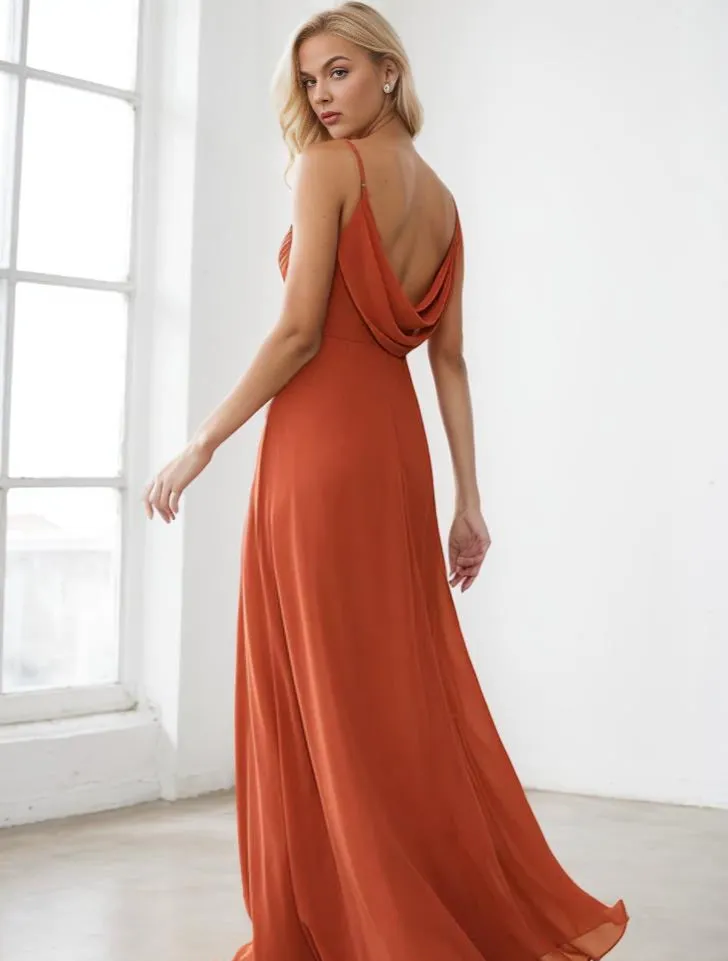 Malika cowl back bridesmaid dress in burnt orange Express NZ wide