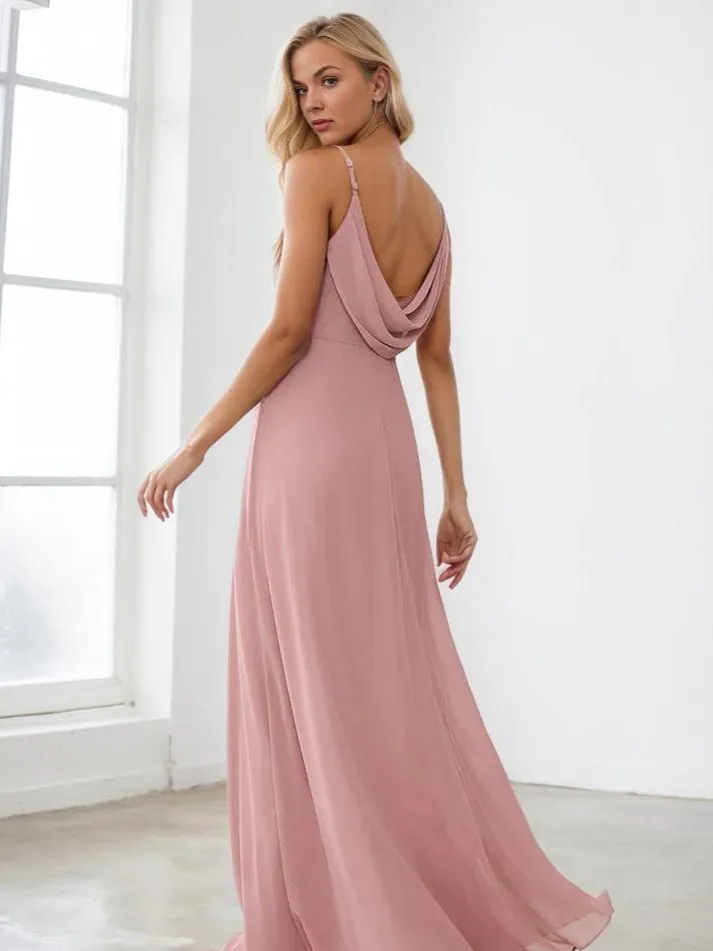 Malika dusty pink cowl back bridesmaid dress s12 Express NZ wide