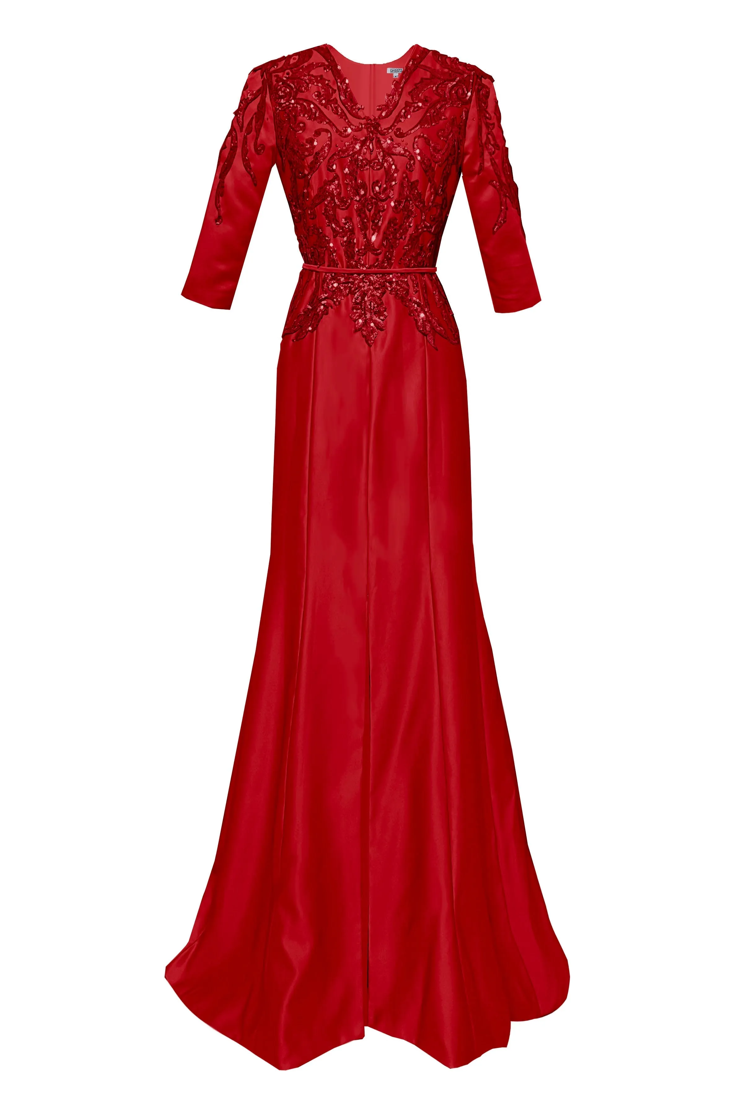 Mandalay Burgundy Formal Gown with Sleeves