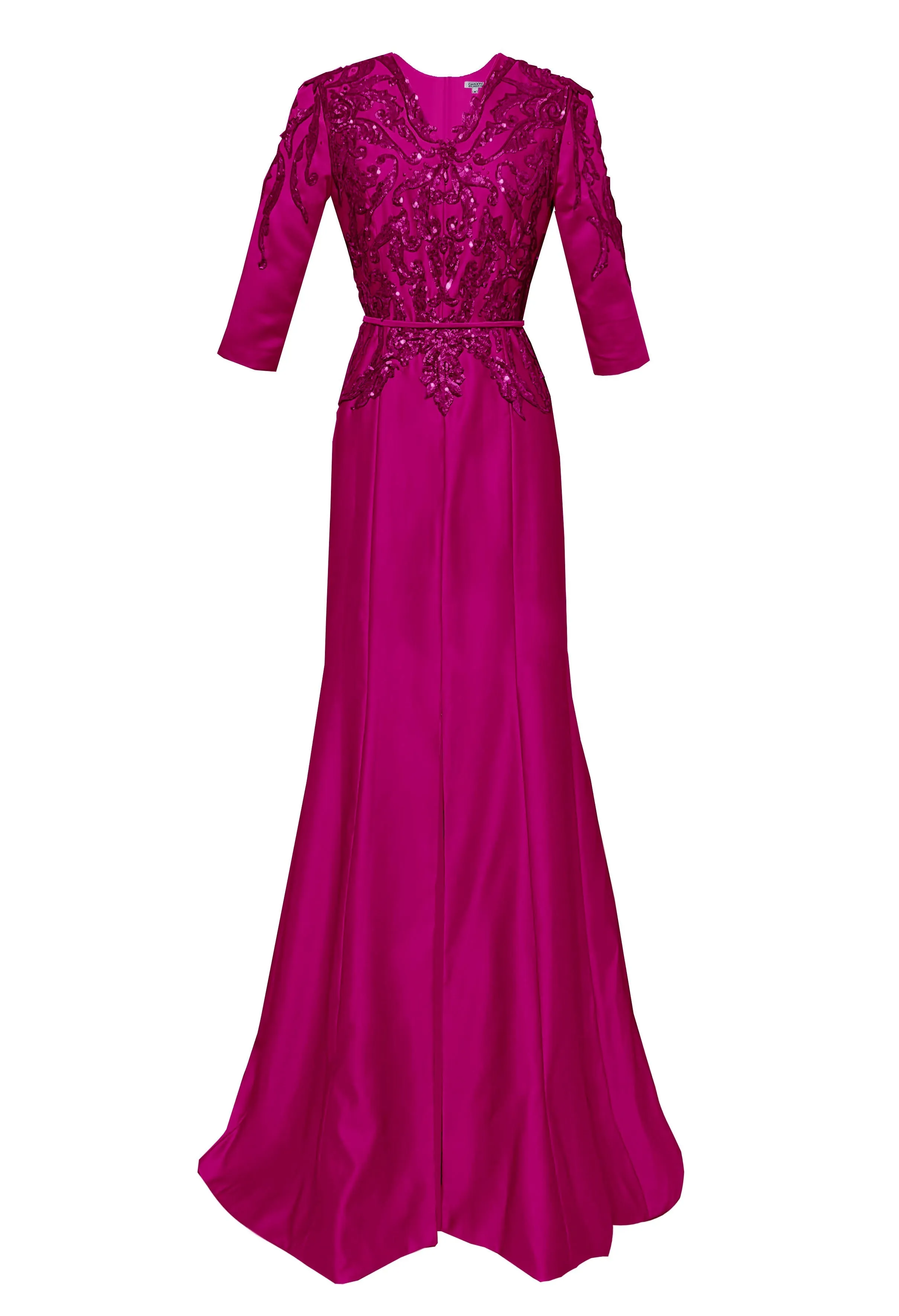 Mandalay Burgundy Formal Gown with Sleeves